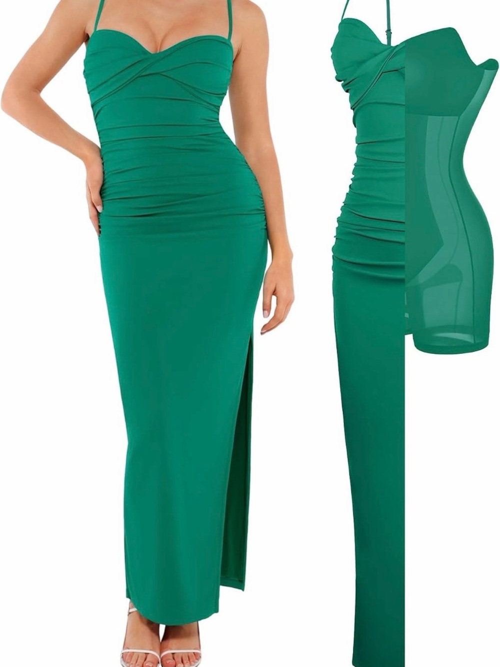 Popilush Women’s Emerald Green Shape-wear Cocktail Dress